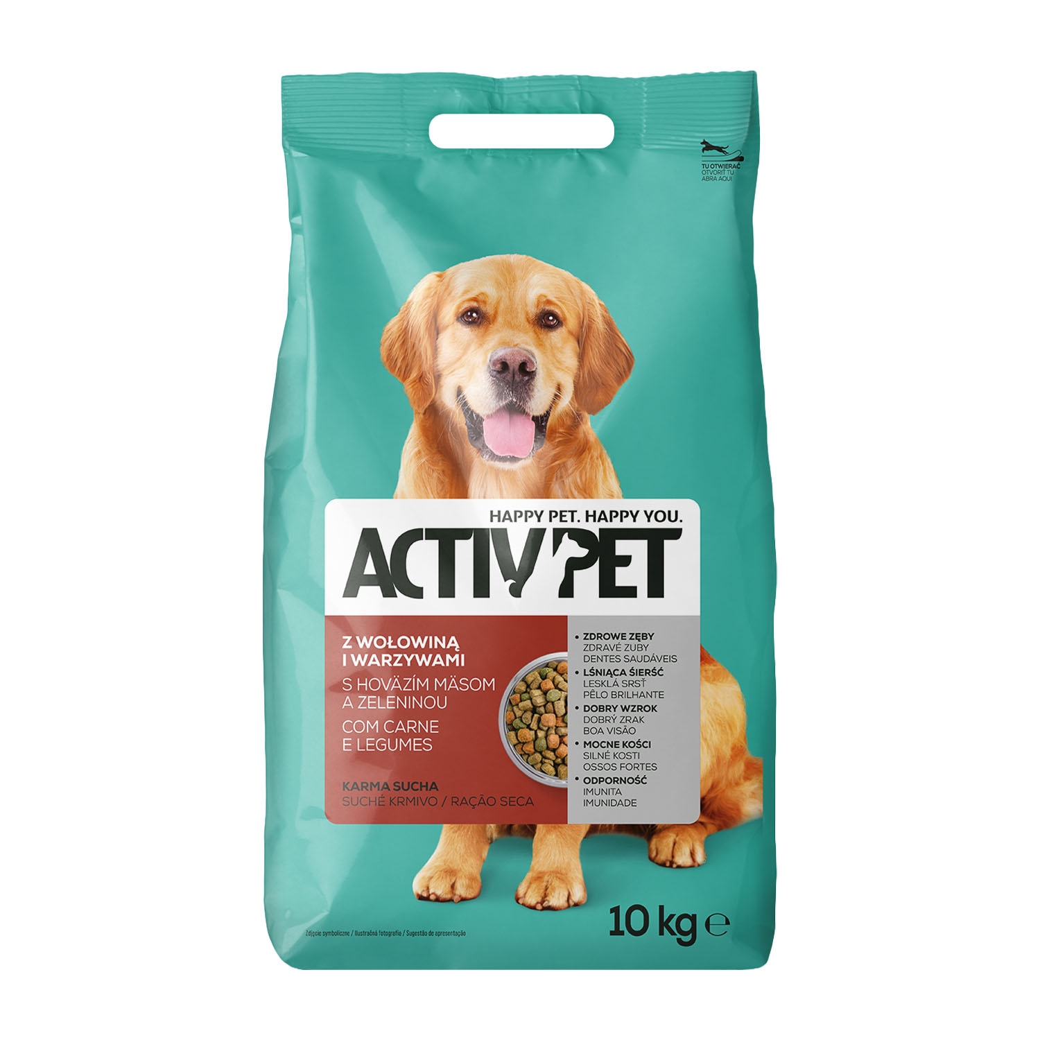 Karma dla psów Activ Pet, sucha, wołowina i warzywa, 10 kg