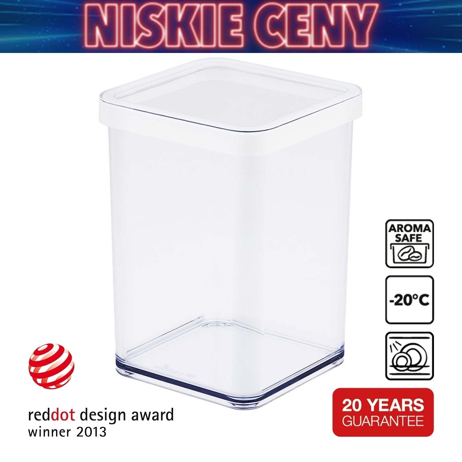 Pojemnik kwadratowy Rotho Loft, 1 l, biały