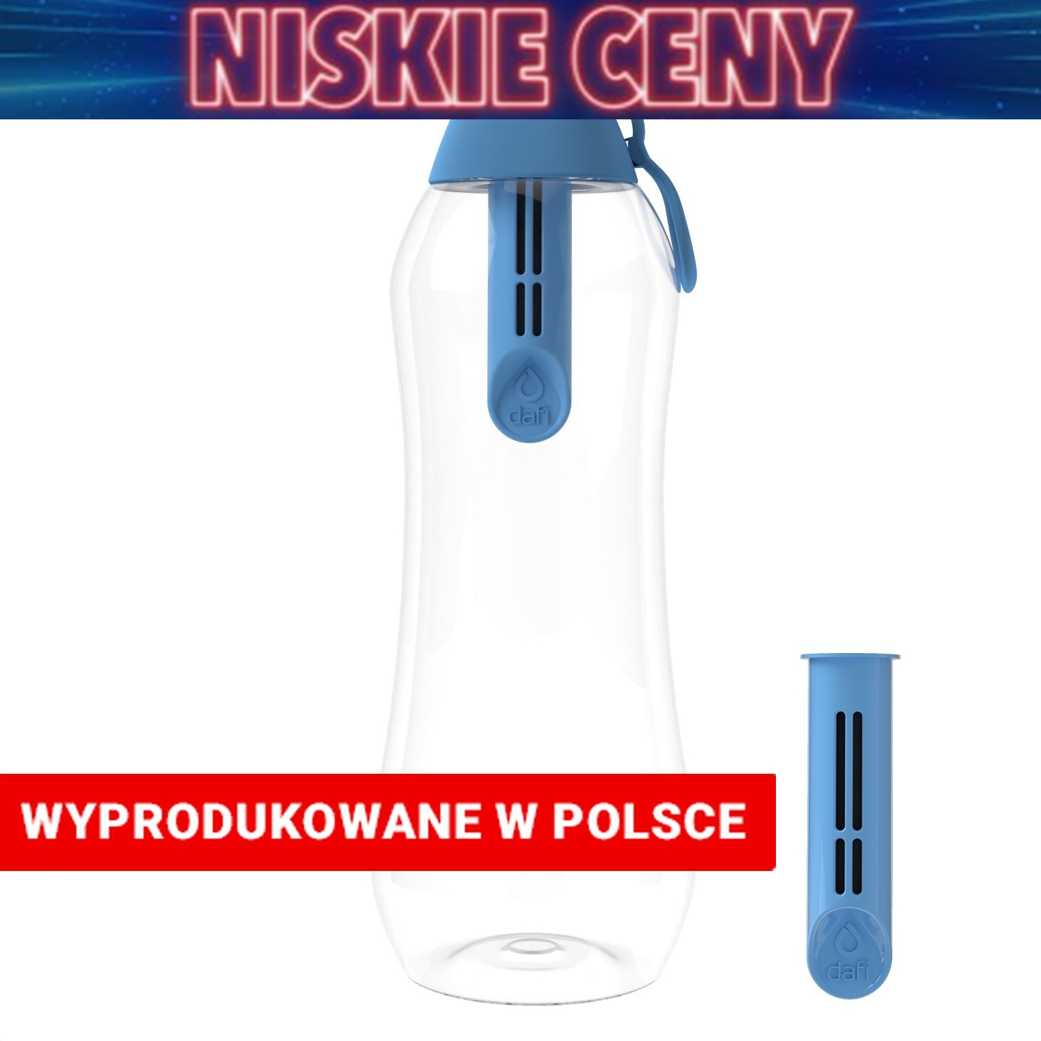 Butelka filtrująca 0,7 L SOFT, niebieska, 2 filtry
