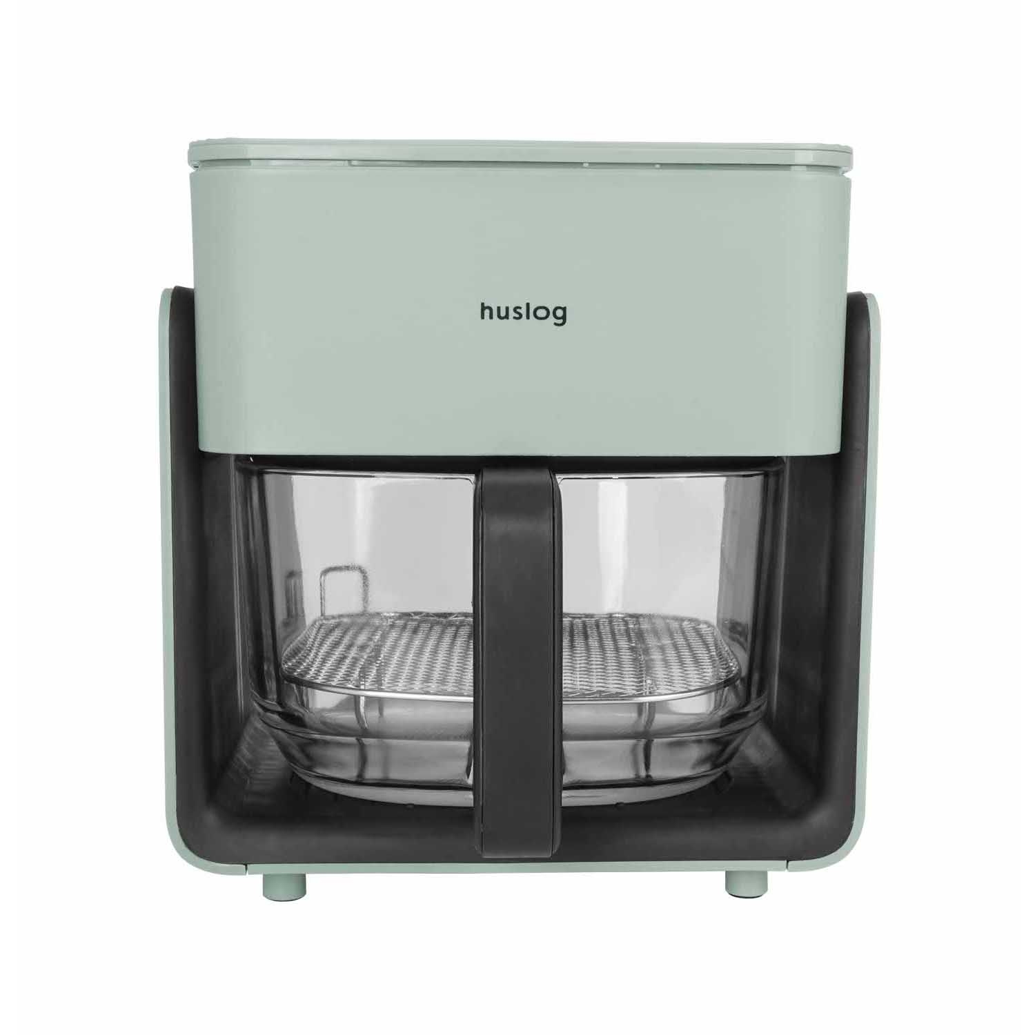 Frytkownica beztłuszczowa szklana Huslog Crystal Steam, 1300 W, 4,2 l, z funkcją pary, zielona