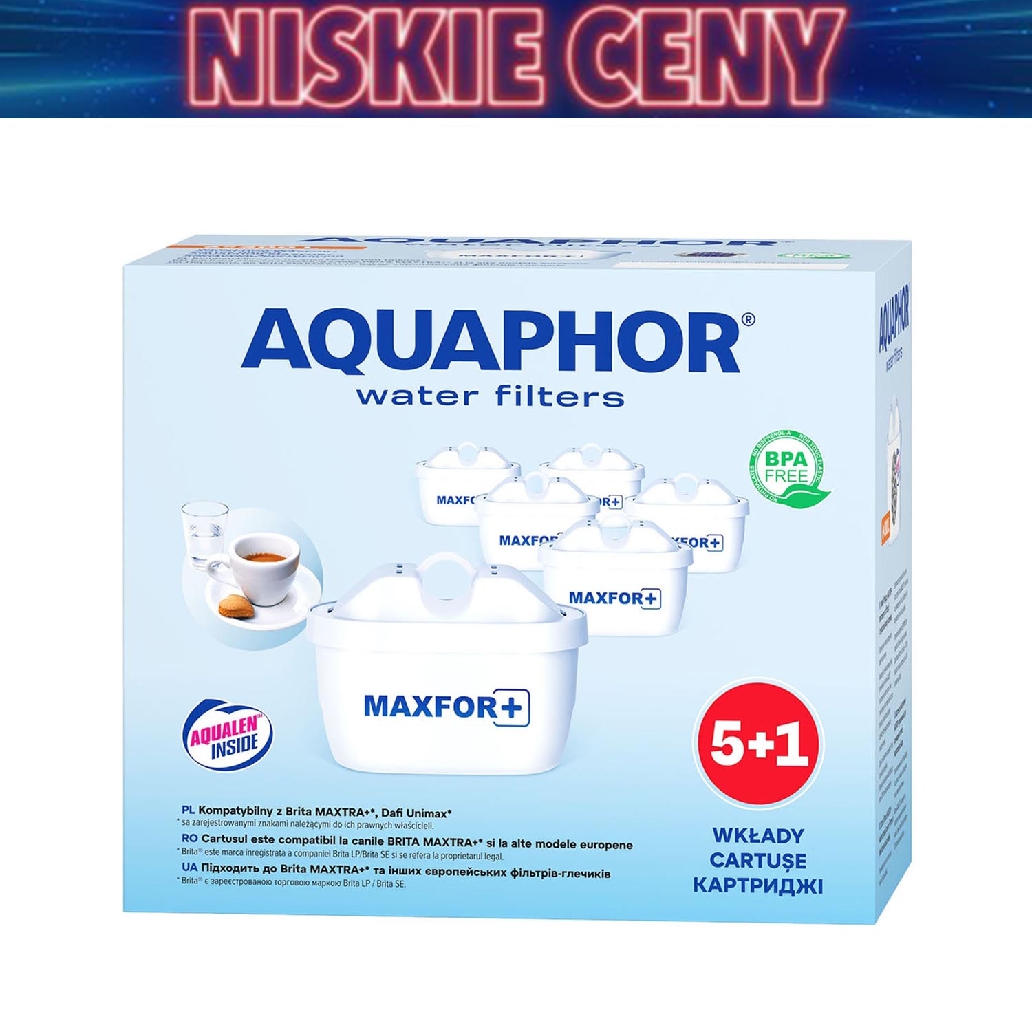 Wkład filtrujący Aquaphor Maxfor+, do dzbanka filtrującego, 6 sztuk