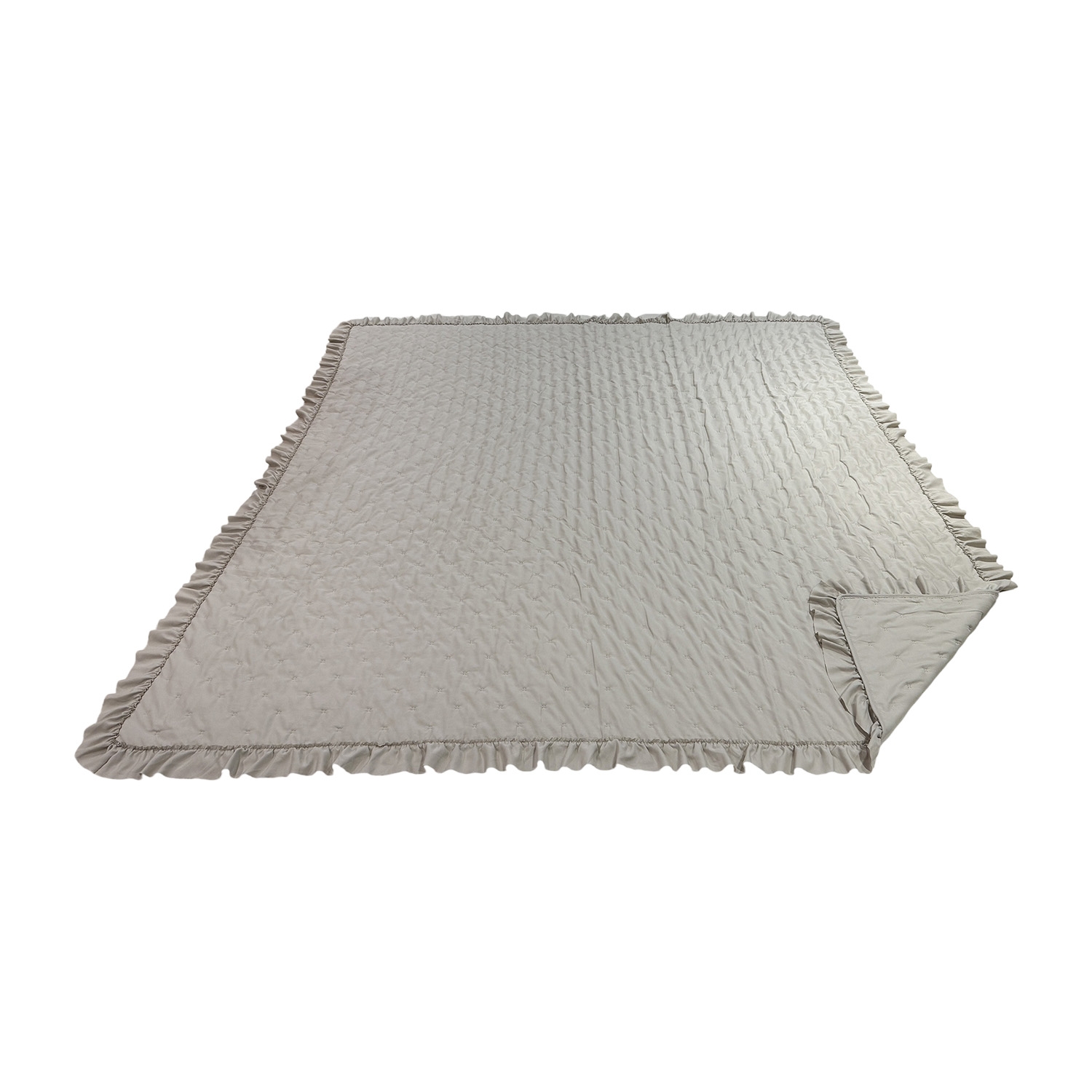 Narzuta na łóżko pikowana 200 x 220 cm Smukee Home, z falbanką, beżowa