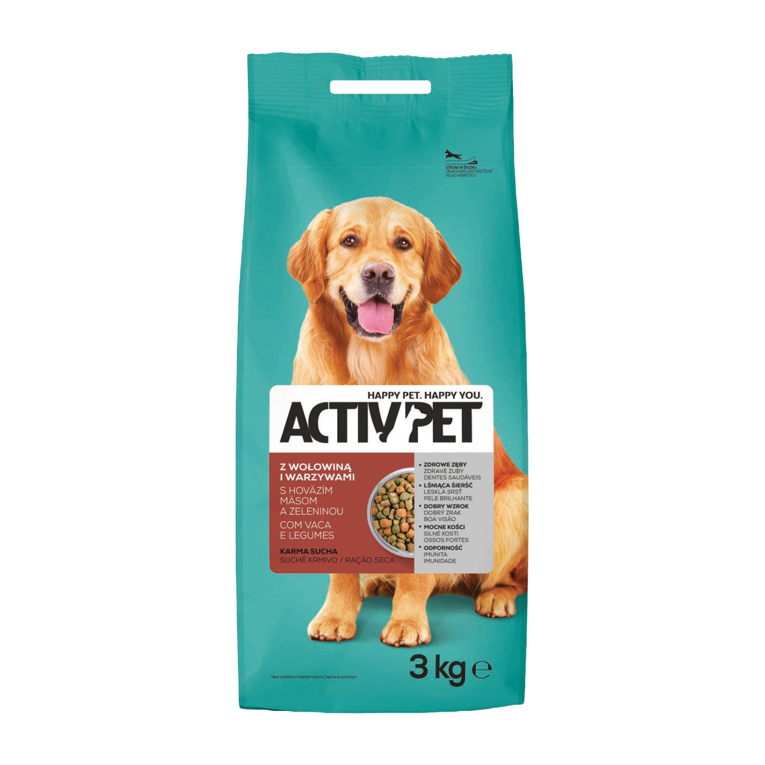 Karma dla psów Activ Pet, sucha, wołowina i kurczak, 4 x 3 kg