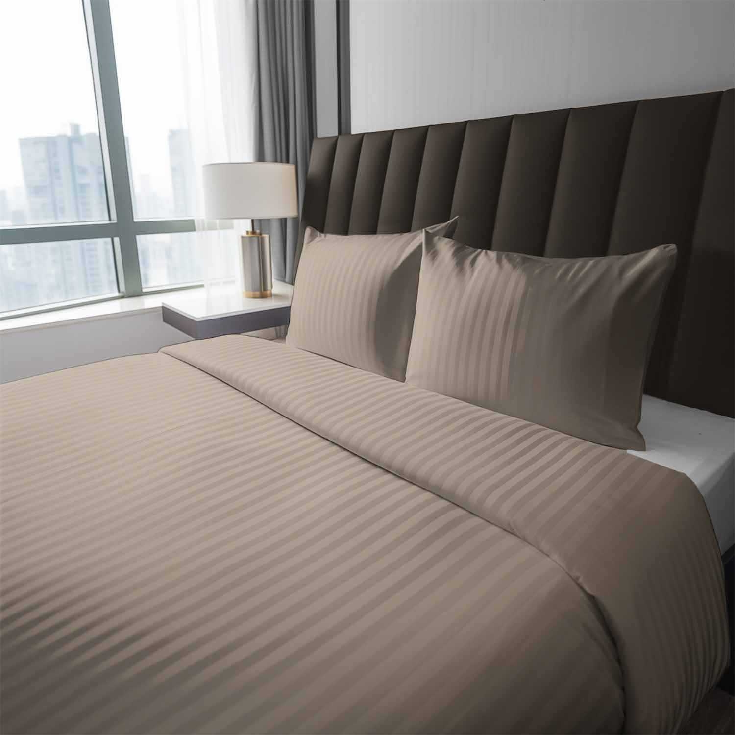 Pościel z adamaszku 180 x 200 cm Detexpol Pure Collection, taupe