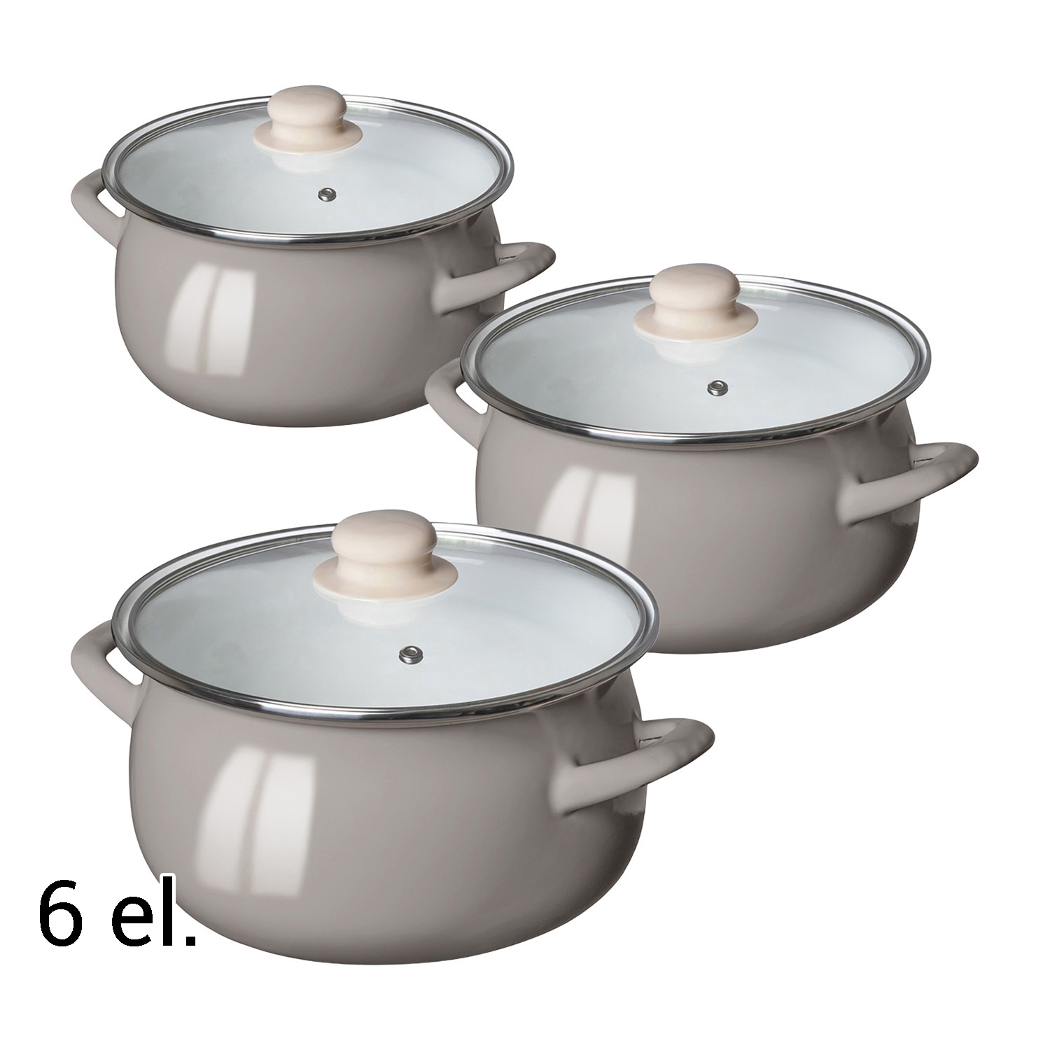 Zestaw garnków emaliowanych Altom Design, 6 elementów, beżowe