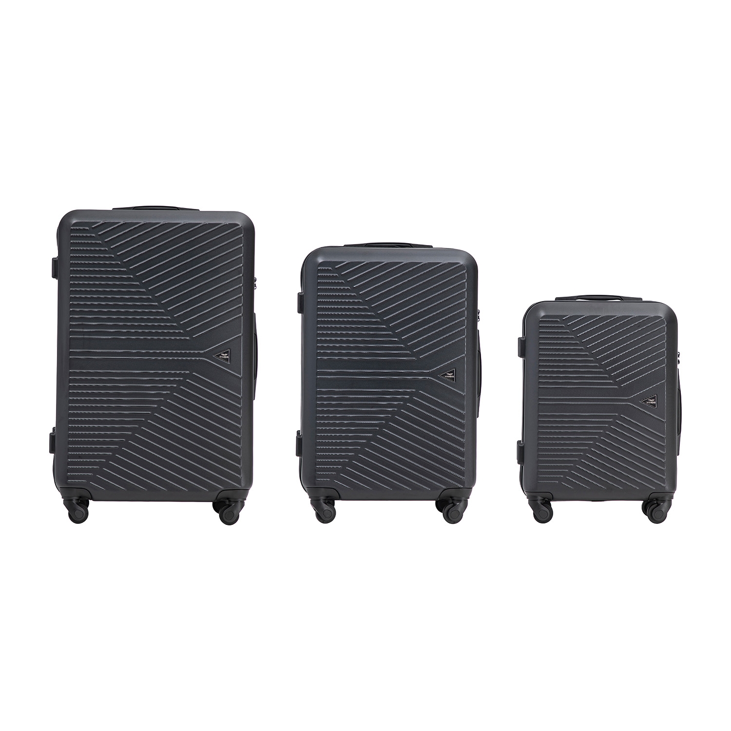 Zestaw walizek Wings Merlin z policarbonu, 3 szt., czarne