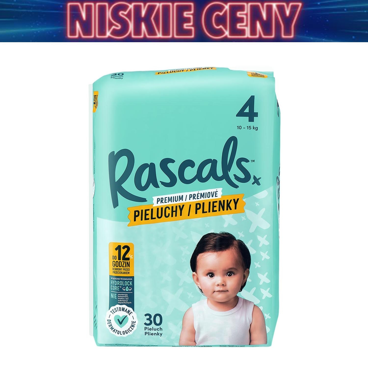 Pieluszki Rascals, 10-15 kg, rozmiar 4, 30 szt.