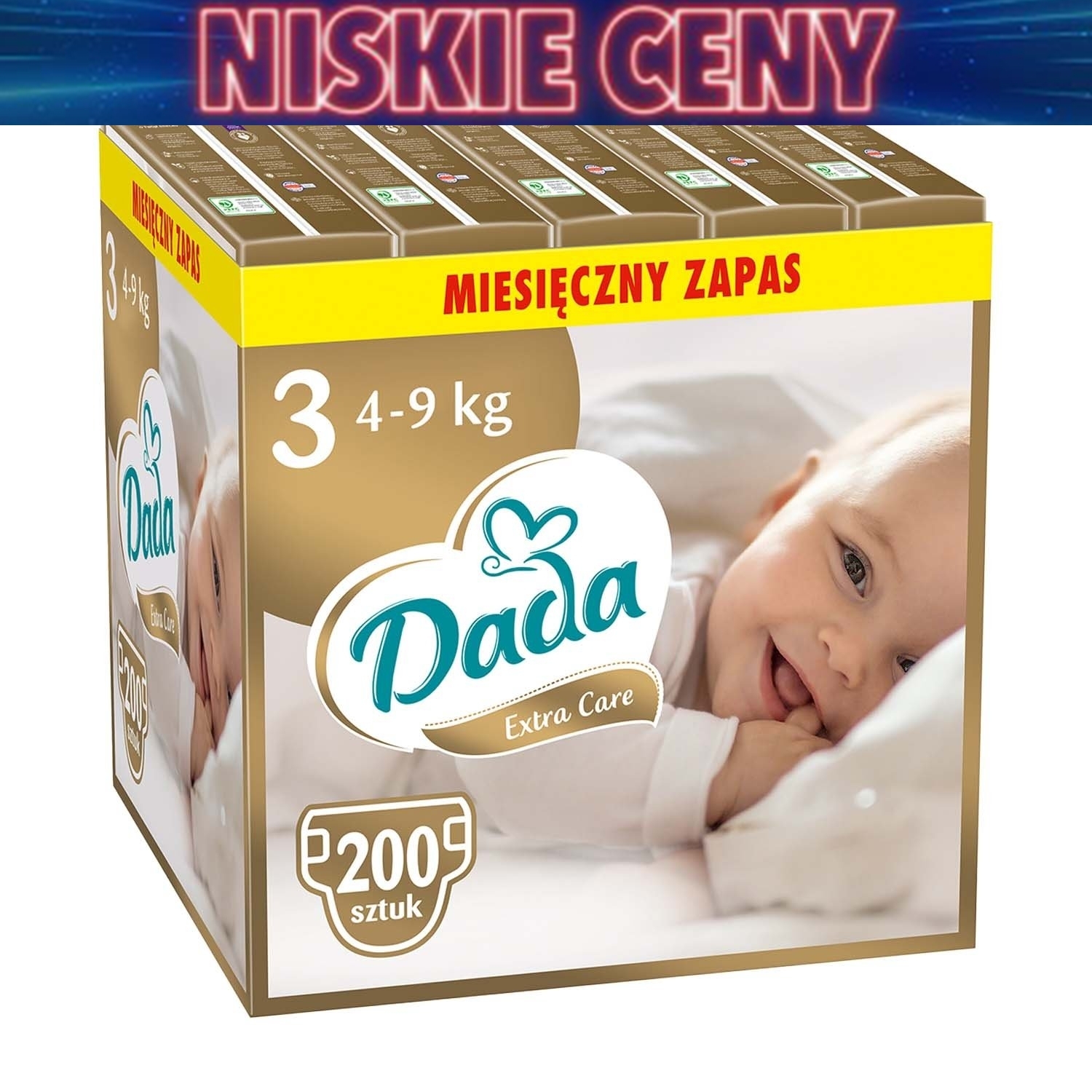Pieluszki Dada Extra Care 3, 4-9 kg, 200 szt., superchłonny wkład