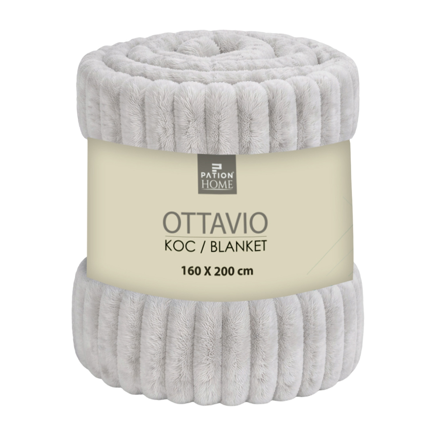 Koc 160 x 200 cm Pation Home Ottavio, 300 gsm, jasnoszary