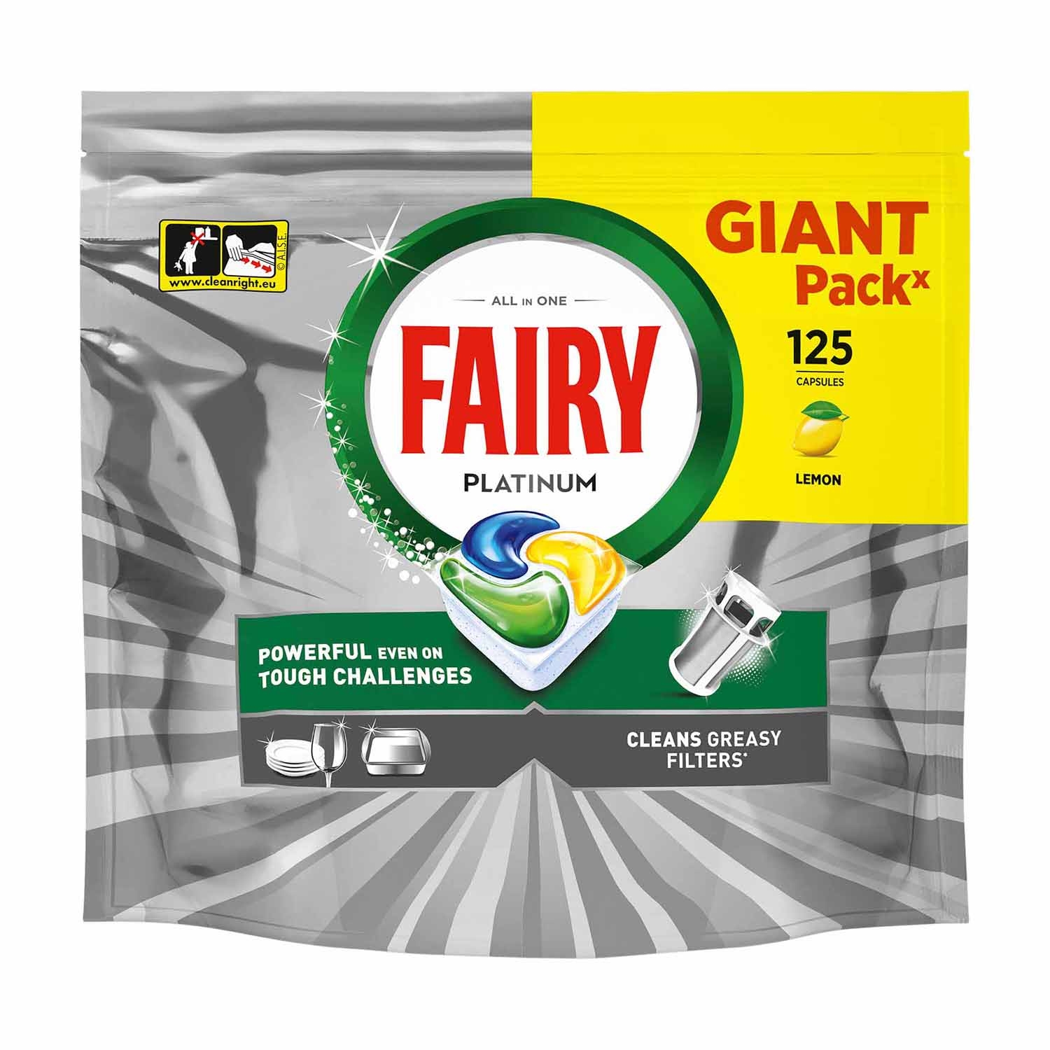 Kapsułki do zmywarki Fairy All In One Platinum, 125 szt.