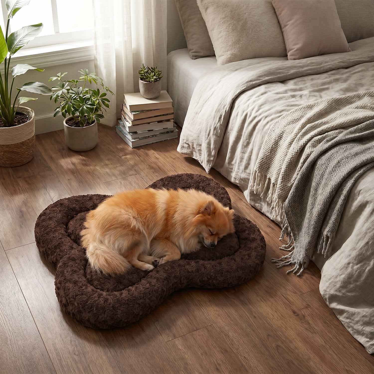 Legowisko Domarex Plushy Bed M, 50 x 80 cm, kostka, brązowe