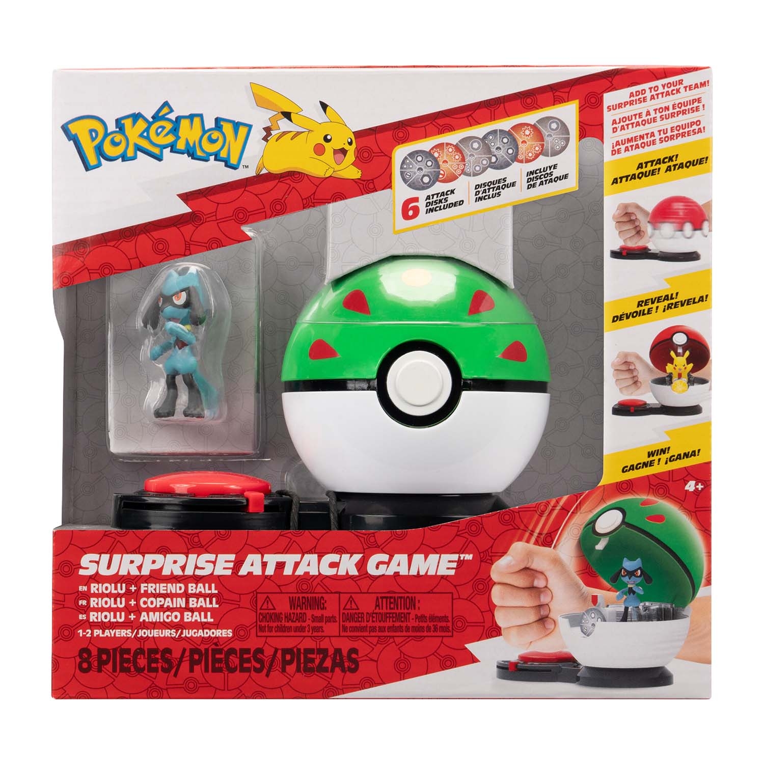 Gra Pokémon Surprise Attack seria 3, z figurką Riolu