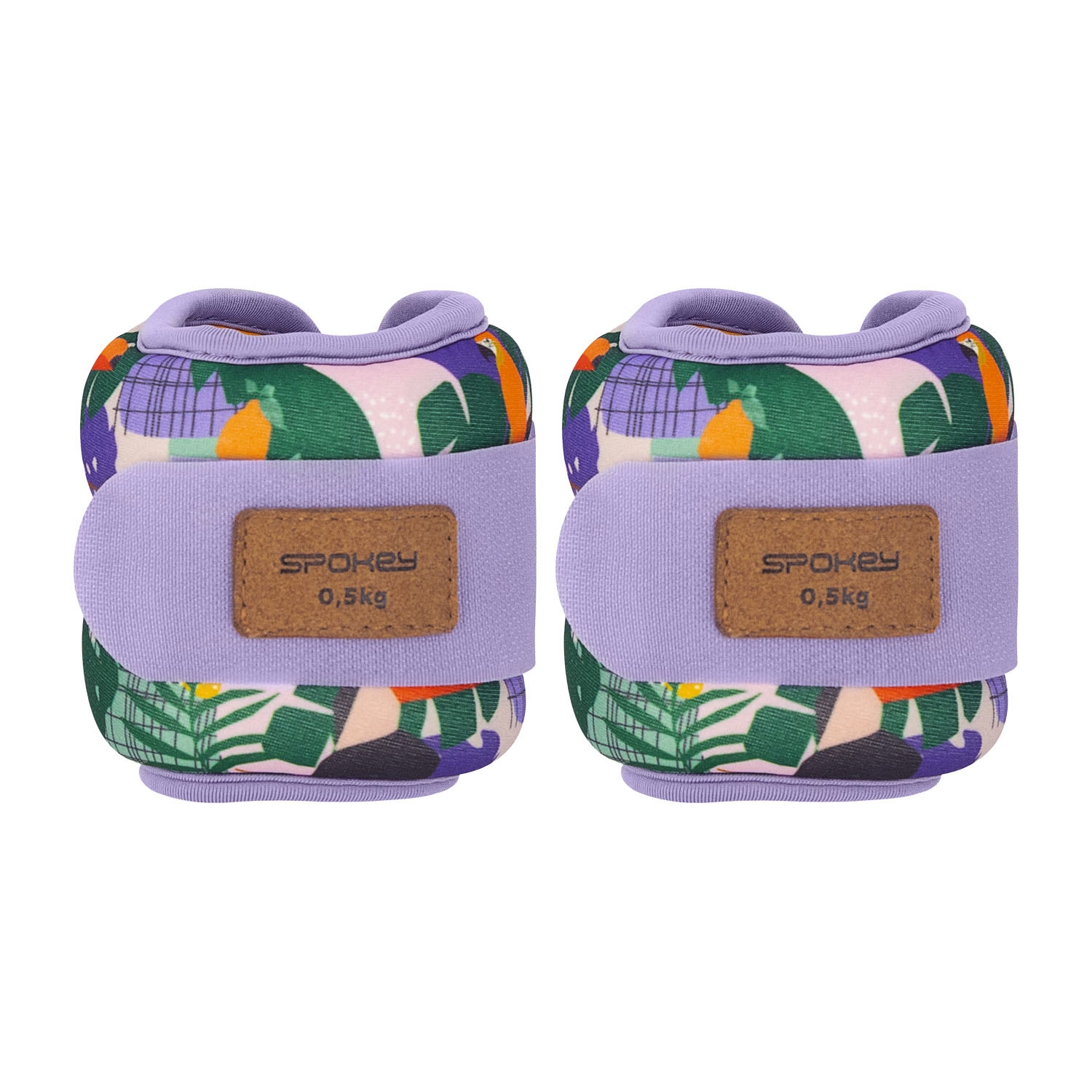 Obciążniki na kostki i nadgarstki Spokey Home Jungle Form, 2 x 0,5 kg, fioletowe