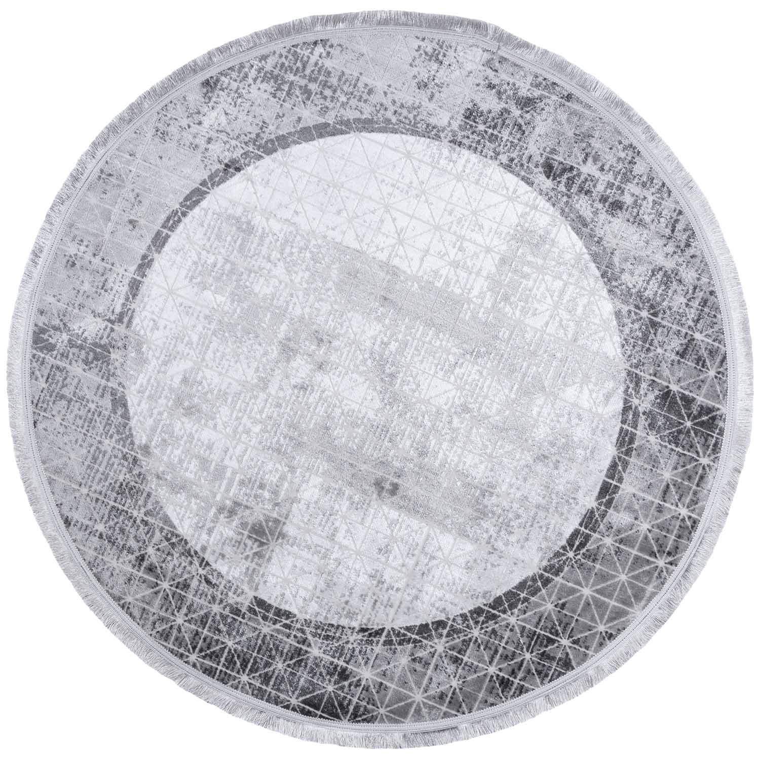 Dywan Multi-Decor Eclipse, koło, 120 cm, obramowanie, szary