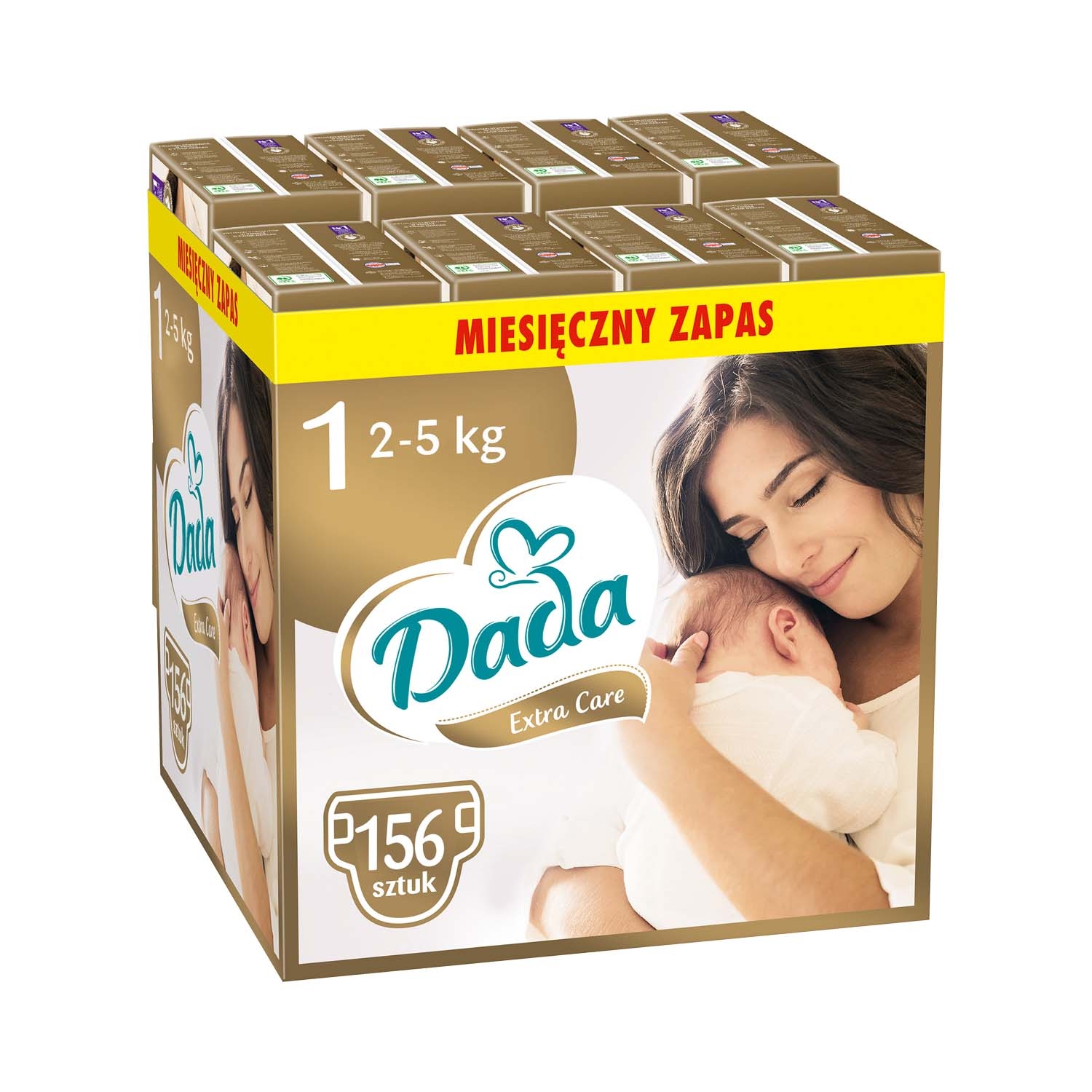 Pieluszki Extra Care 1 New Born, 2-5 kg, 156 szt., superchłonny wkład