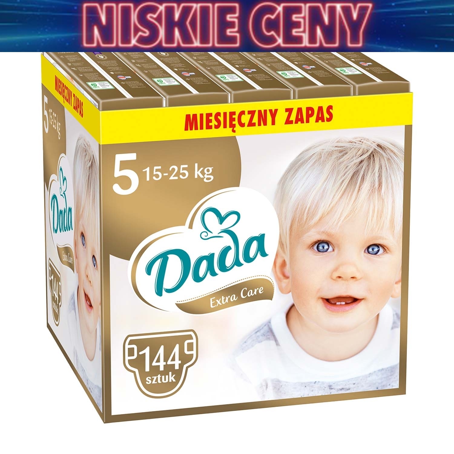 Pieluszki Dada Extra Care 5, 15-25 kg, 144 szt., superchłonny wkład