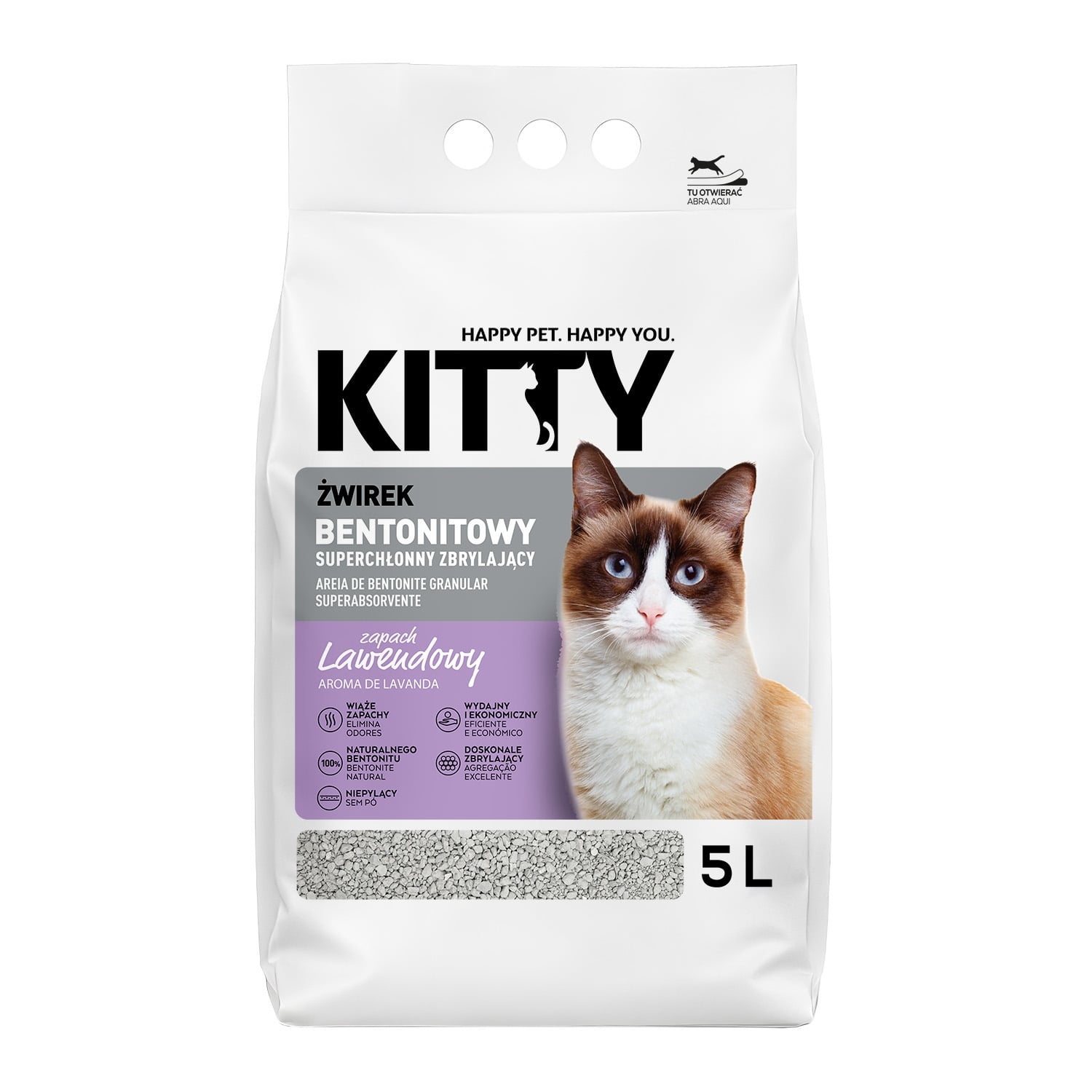 Żwirek bentonitowy dla kota Kitty, 5 l, lawendowy
