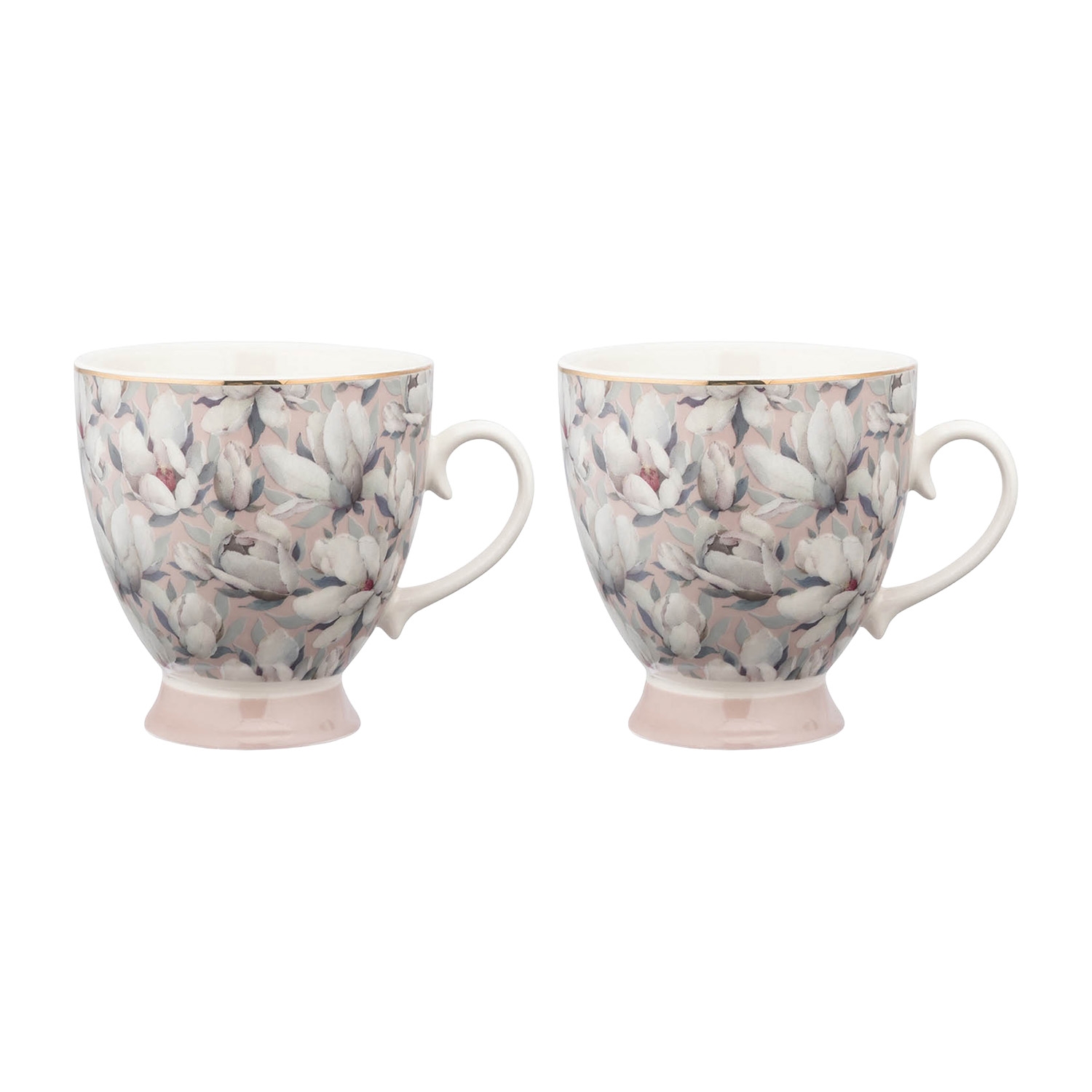 Komplet 2 filiżanek na stopce Altom Design, 420 ml, magnolia róż