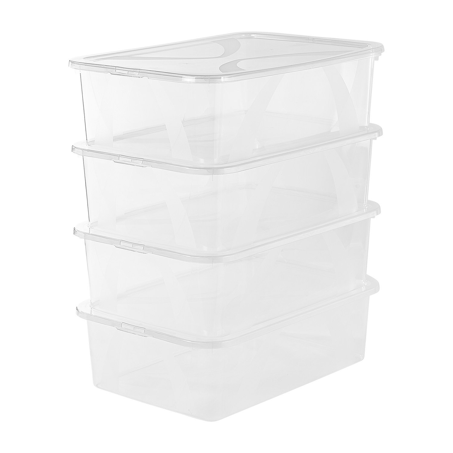 Zestaw 4 pudełek do przechowywania Rotho Lona, 29 l, transparentne
